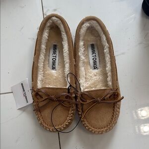 Brand new Minnetonka Tan Suede Moccasins